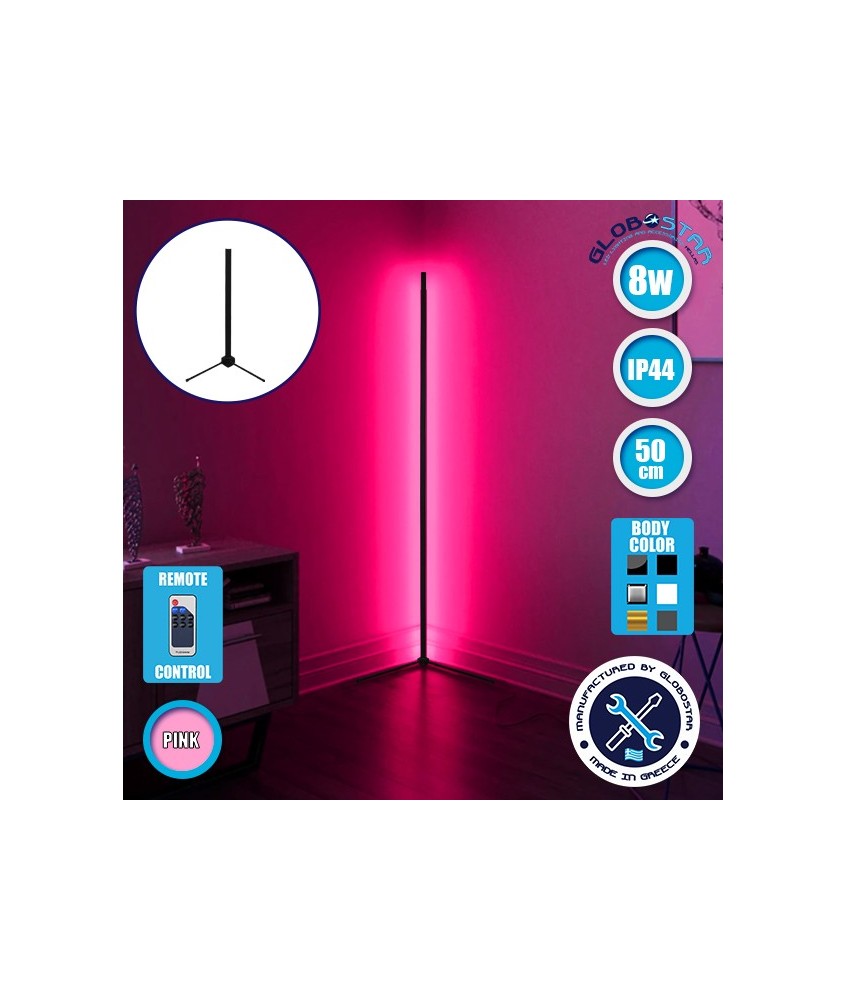 Μοντέρνο Minimal Επιτραπέζιο Μαύρο Φωτιστικό 50cm LED 8 Watt με Ασύρματο Χειριστήριο RF & Dimmer Ροζ GloboStar ALIEN Design GLOBO-50-7